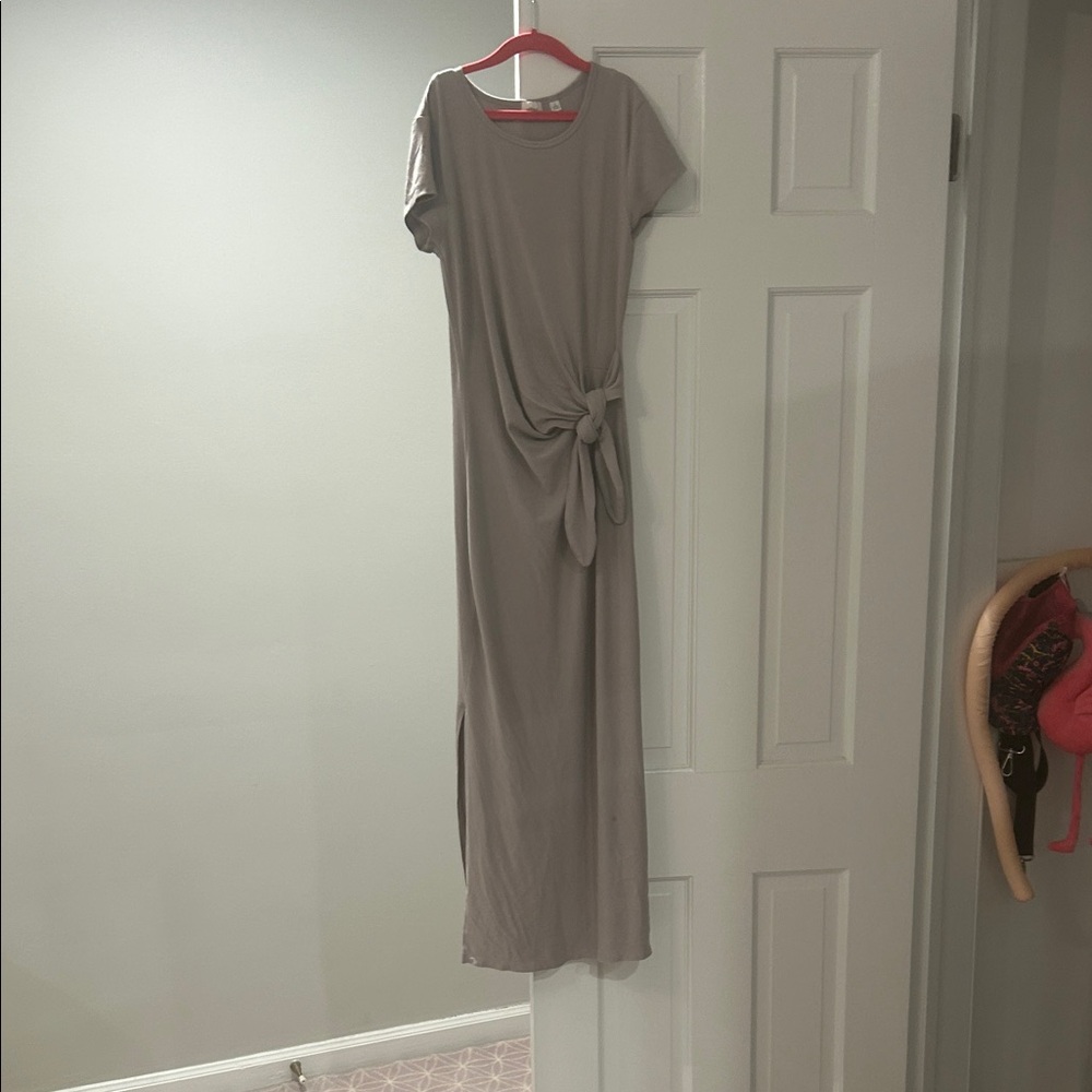 Aritzia Light Gray Maxi Dress with Knot Detail